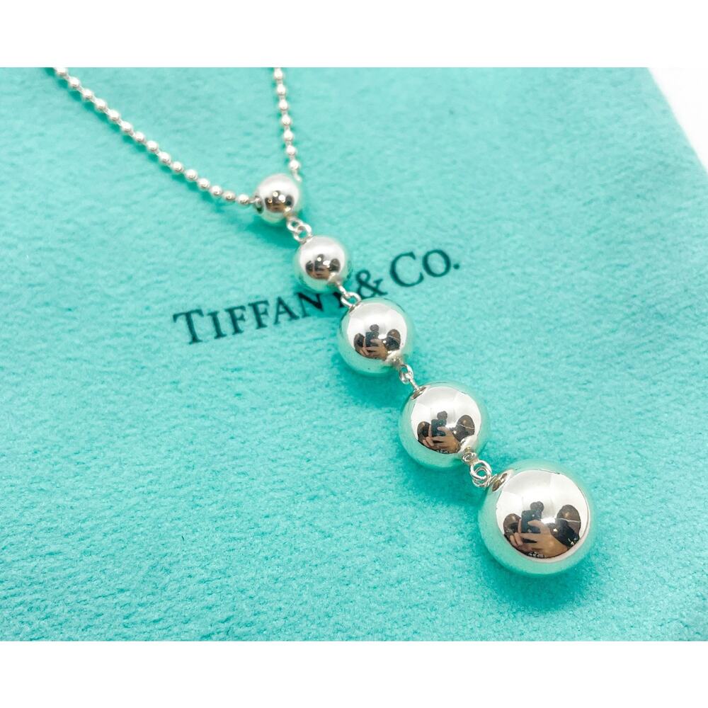 Tiffany & Co. HardWear Graduated Bead Ball Pendant Necklace Silver 16”